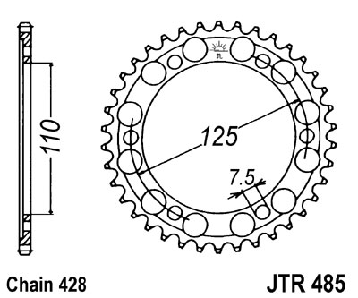 JT SPROCKETS řetězová rozeta GILERA COGUAR 125 01, KK 125 86-89, KZ 125 86-88