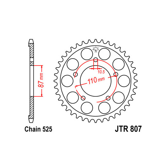 JT SPROCKETS řetězová rozeta SUZUKI GSF 650SA (BANDIT ABS), 400 (BANDIT), 650A (BANDIT ABS), 650 (BANDIT), 650S (BANDIT) 90-15, GSX 650F, 400R, 650FA (ABS) 88-17, GSX-R 400 R 88-92, RF 400 93, SV 650 SA (ABS), A (ABS), S 99-15 (SX239.807,49, SX6143.807,49