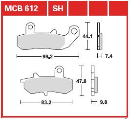TRW MOTO sada brzdových destiček, kotoučová brzda SUZUKI DR 650RS, 650R (DAKAR), 800S (BIG), 650SE, 650RSE, 650RE, 650, 650R, 600R (DAKAR), 750S (BIG) 89-17, RGV 250 93 (B0053APTRG)