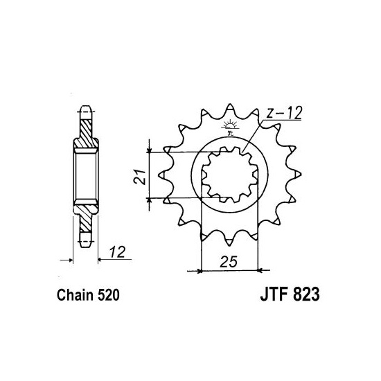 JT Front Sprocket 823 12 HUSQVARNA / HUSABERG (82312JT)