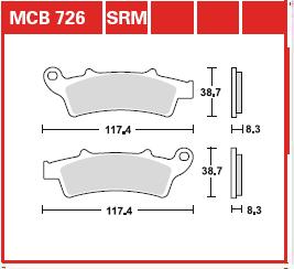 TRW MOTO sada brzdových destiček, kotoučová brzda APRILIA ATLANTIC 400IE (SPRINT), 250I.E, 300, 250I.E., 250, 500 (SPRINT) 04-13, SCARABEO 125 GT, 125 (PIAGGIO ENG.), 200 I.E. (NET), 200 I.E. (LIGHT), 250 IE, 200 (STREET PIAGGIO ENG.), 200GT (PIAGGIO ENG.