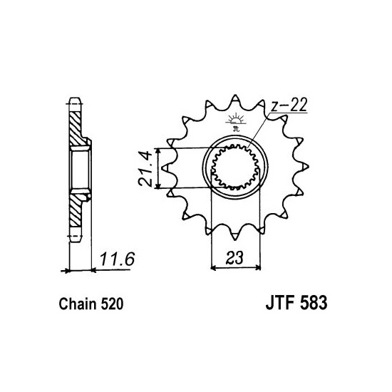 JT SPROCKETS řetězové kolečko YAMAHA TT 250 R 93-04, TT-R 250 99-06