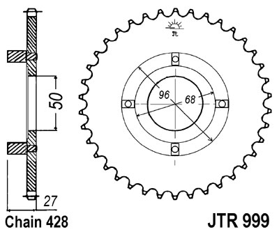 JT SPROCKETS řetězová rozeta HONDA CT 110 (TRAIL) 80-86, XL 100 81-85
