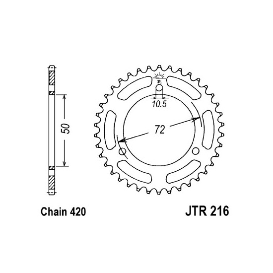 JT SPROCKETS řetězová rozeta HONDA NS-1 75 92-96, NSR 50, 50R, 75FII, 50S, 75, 50P, 50K, 50J, 50L, 50N, 50H 89-04