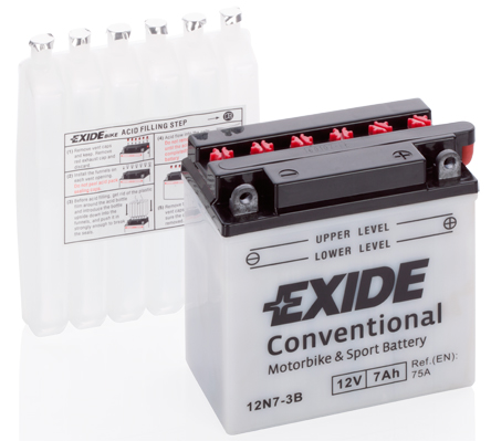 EXIDE startovací baterie YAMAHA AT 125 (3), (2) 72-73, DT 125 74-81, SR 500 (DRUM), (BRAKE DISC) 78-99, XN 150 (TEOS) 01-04, XS 360 77, YFM 100, 80 (BADGER), 80 (GRIZZLY), 80 (RAPTOR), 50 RAPTOR 87-08, YP 150 (MAJESTY) 00-04 (12N7-3B, 12N7-3B, 4560, YB7L-