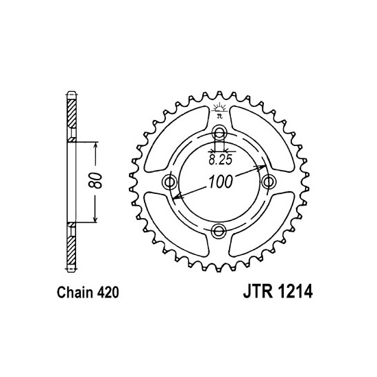 JT SPROCKETS řetězová rozeta HONDA CR 60R, 60F, 50RE, 50RF, 80RC, 80R 82-86, CRF 110F, 70, 70F, 80F 04-21, XR 80R, 70R, 70, 80 85-03