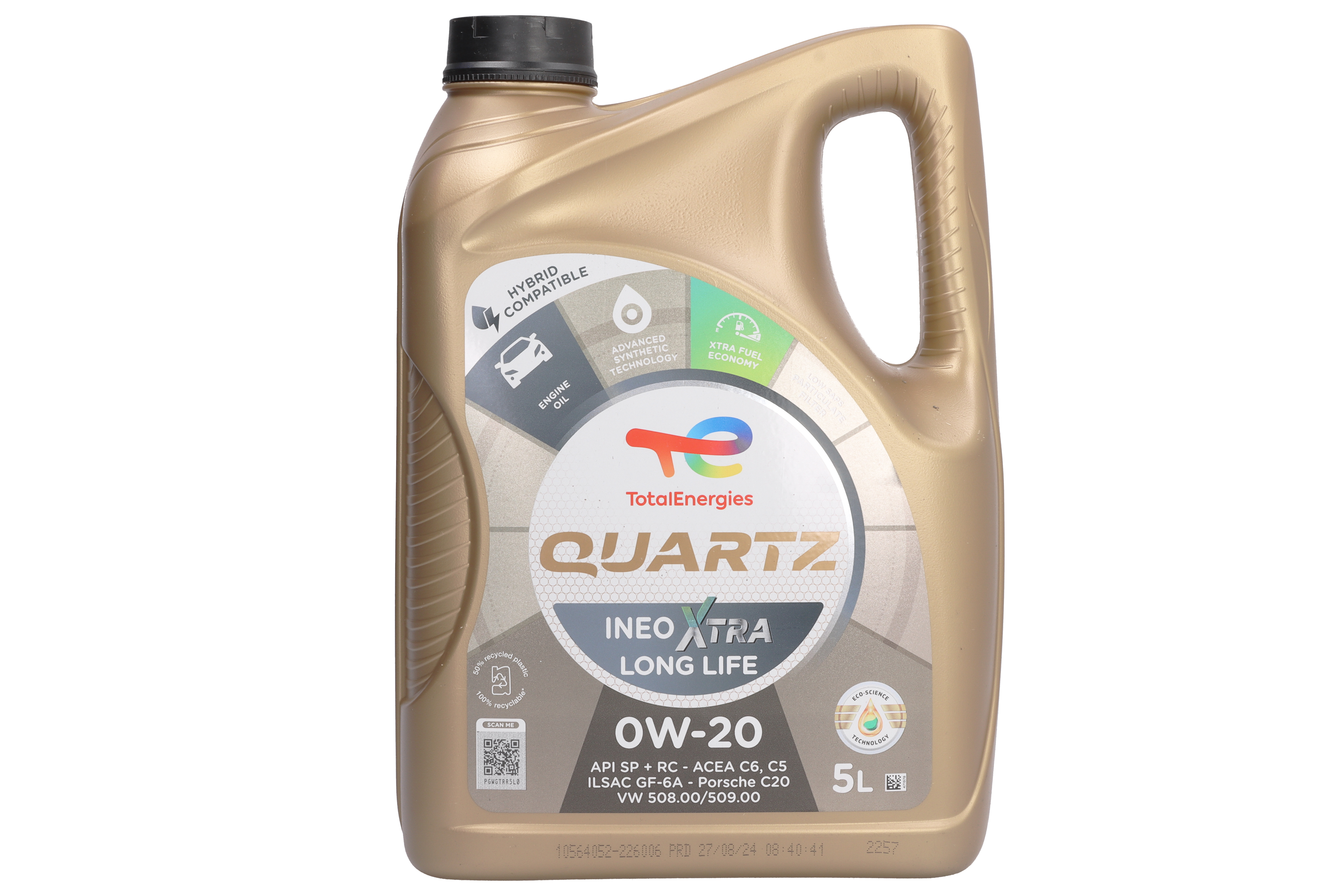 Моторна олива QUARTZ XTRA (1L) 0W20 ,API ILSAC GF-6A, RC, SP, ACEA C5, C6, FORD M2C956 A1, PORSCHE C20, VW 508.00, VW 509.00