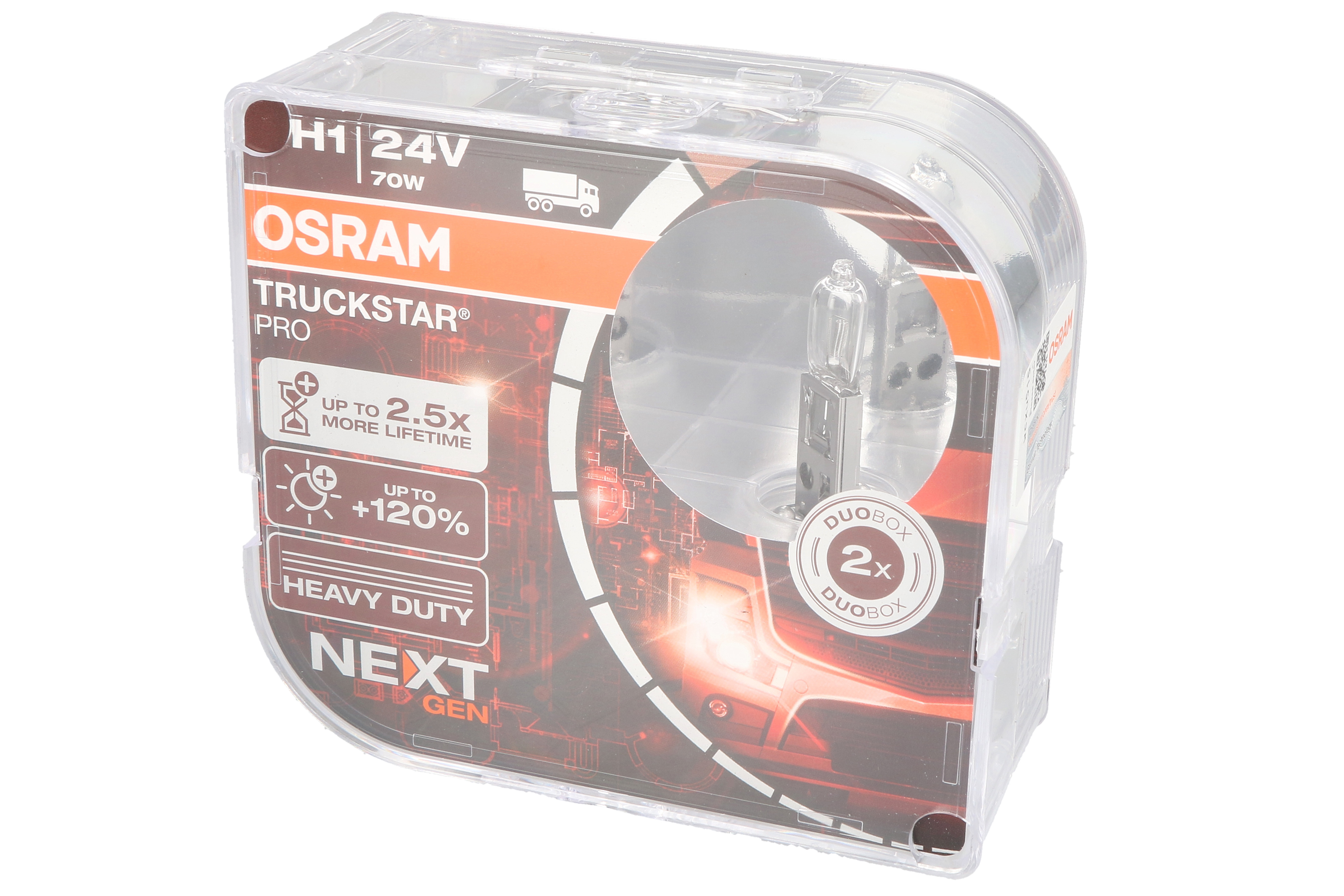 Автолампа галогенова 70W H1 24V 70W P14.5S/TRUCKSTAR PRO + 100% БІЛЬШЕ СВІТЛА/2ШТ. BOX OSRAM (64155TSP-HCB) osram фото 4