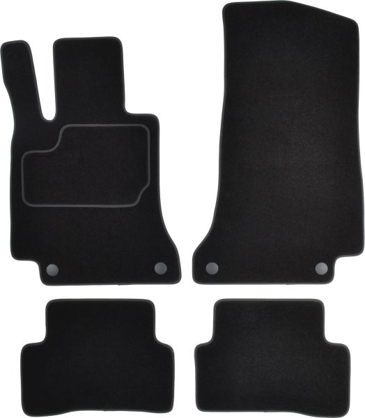 Set Covorase Auto Si Tavita Portbagaj MERCEDES-BENZ C-CLASS (W205) din 2013-2021, Cauciuc, Protectie Porbagaj, 4x Stickere auto cu MERCEDES-BENZ