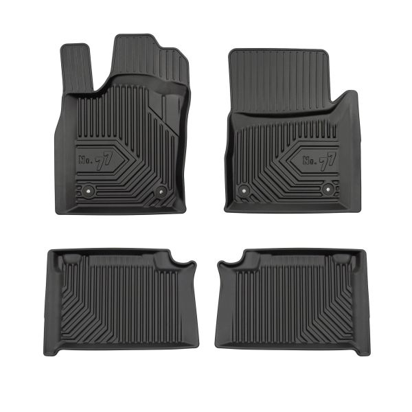 Set 5 covorase auto JEEP GRAND CHEROKEE IV (WK, WK2) din 2012-2017, cu covoras tunel median, cauciuc, 4x Stickere auto cu JEEP