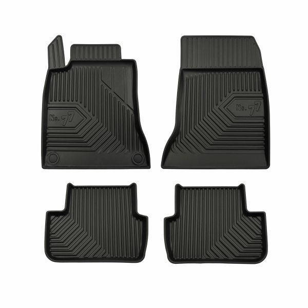 Set 5 covorase auto MERCEDES-BENZ CLA Coupe (C117) din 2017-2020, cu covoras tunel median, cauciuc, 4x Stickere auto cu MERCEDES-BENZ