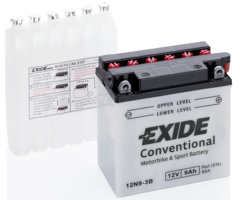 EXIDE startovací baterie HYOSUNG GF 125 98-03, KAWASAKI H1 500 69, KH 500 76 (B00DY53U64, 12N9-3B, 12N9-3B, 4573, YB9L-B EXIDE, 12N9-3B, 12N9-3B)