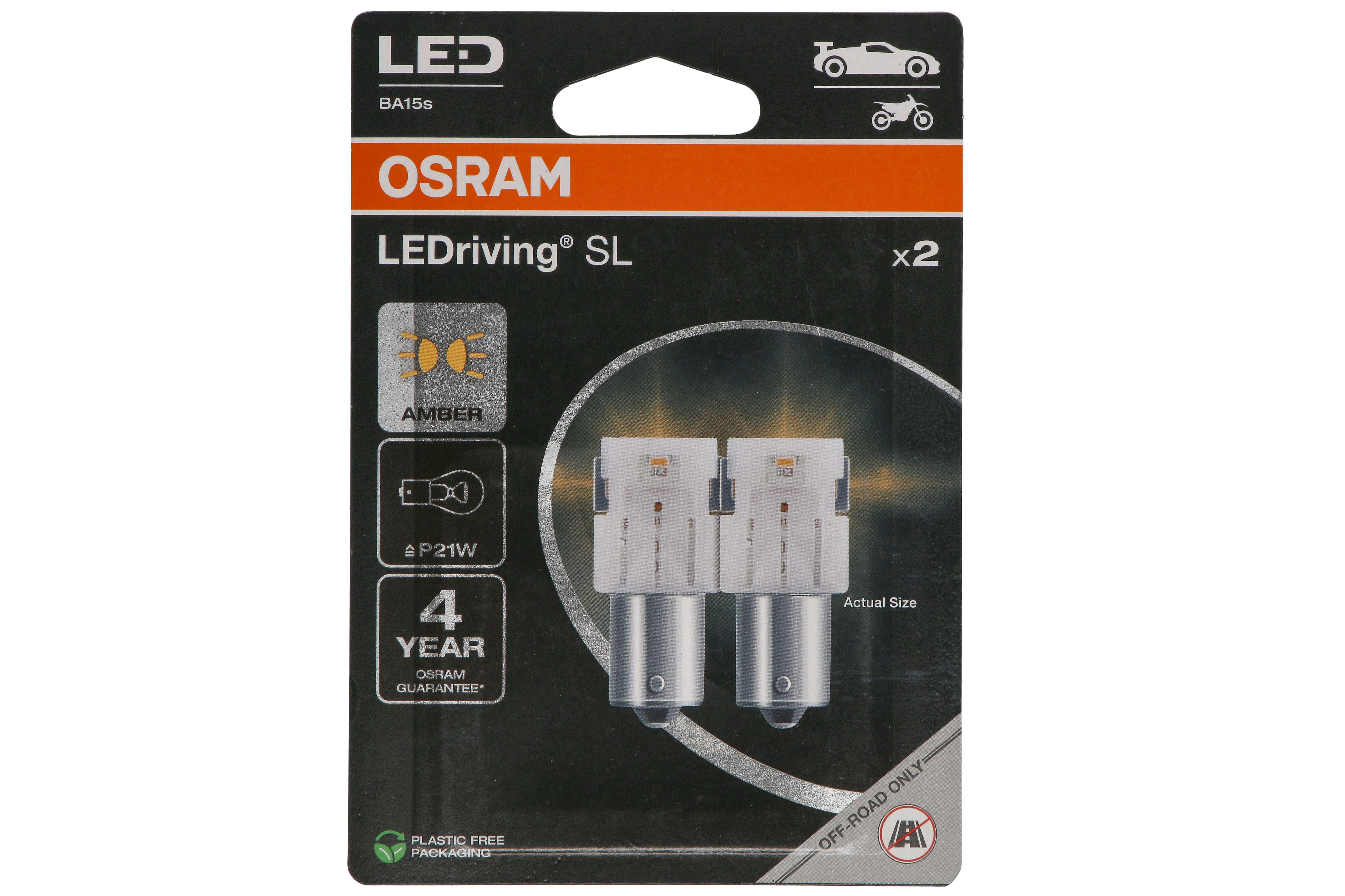 Автолампа світлодіодна P21W LED 12V 1.3W BA15S / LEDRIVING® SL / YELLOW - ЯНТАРНИЙ-ЖОВТИ OSRAM (7506DYP-2BL) osram фото 4
