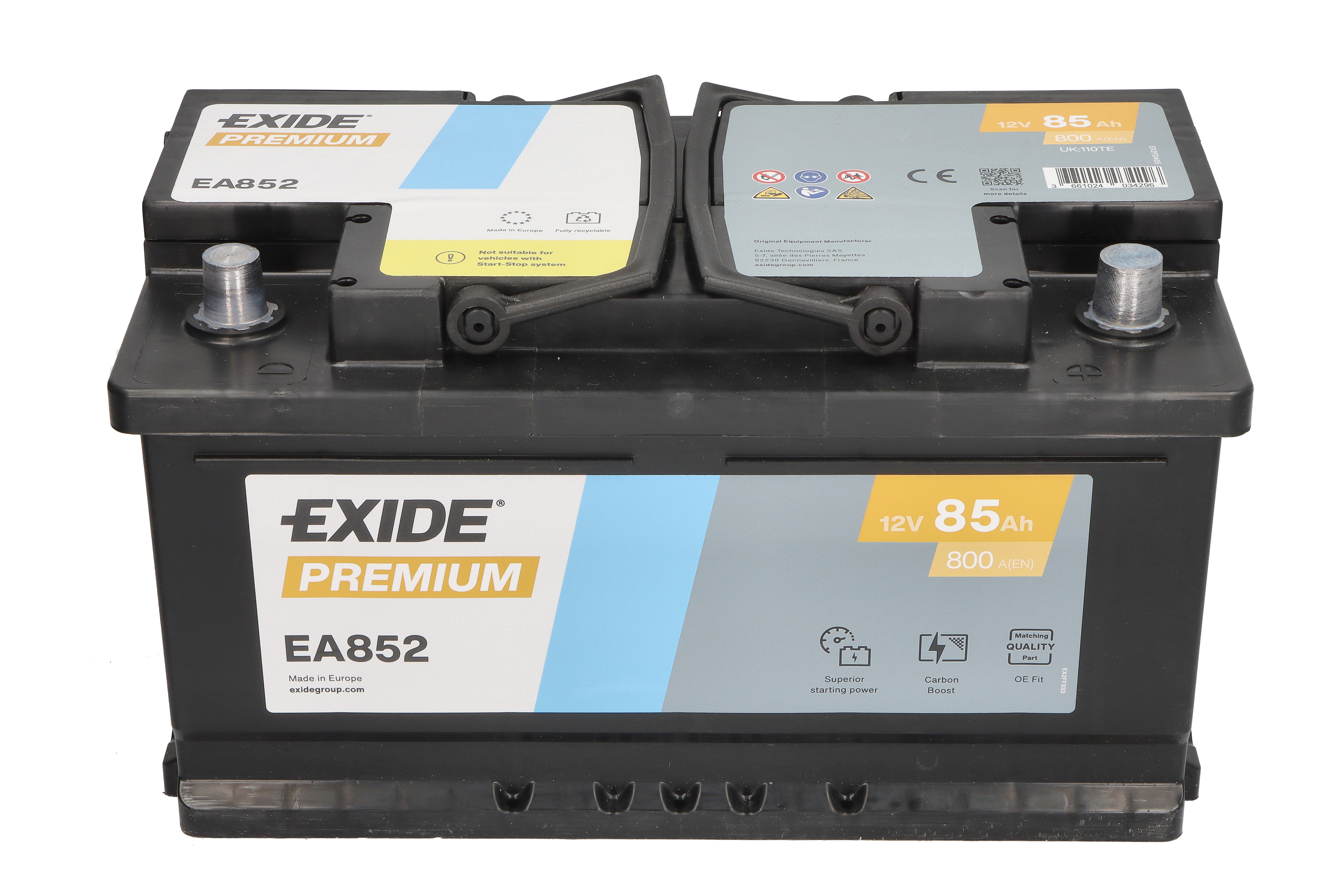 Акумуляторна батарея 85Ah/800A (315x175x175/+R/B13) Premium Exide фото 6
