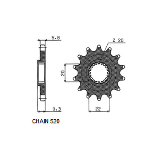 Levně SUNSTAR řetězové kolečko KAWASAKI KX 250 F 06-13 (13144-0035)