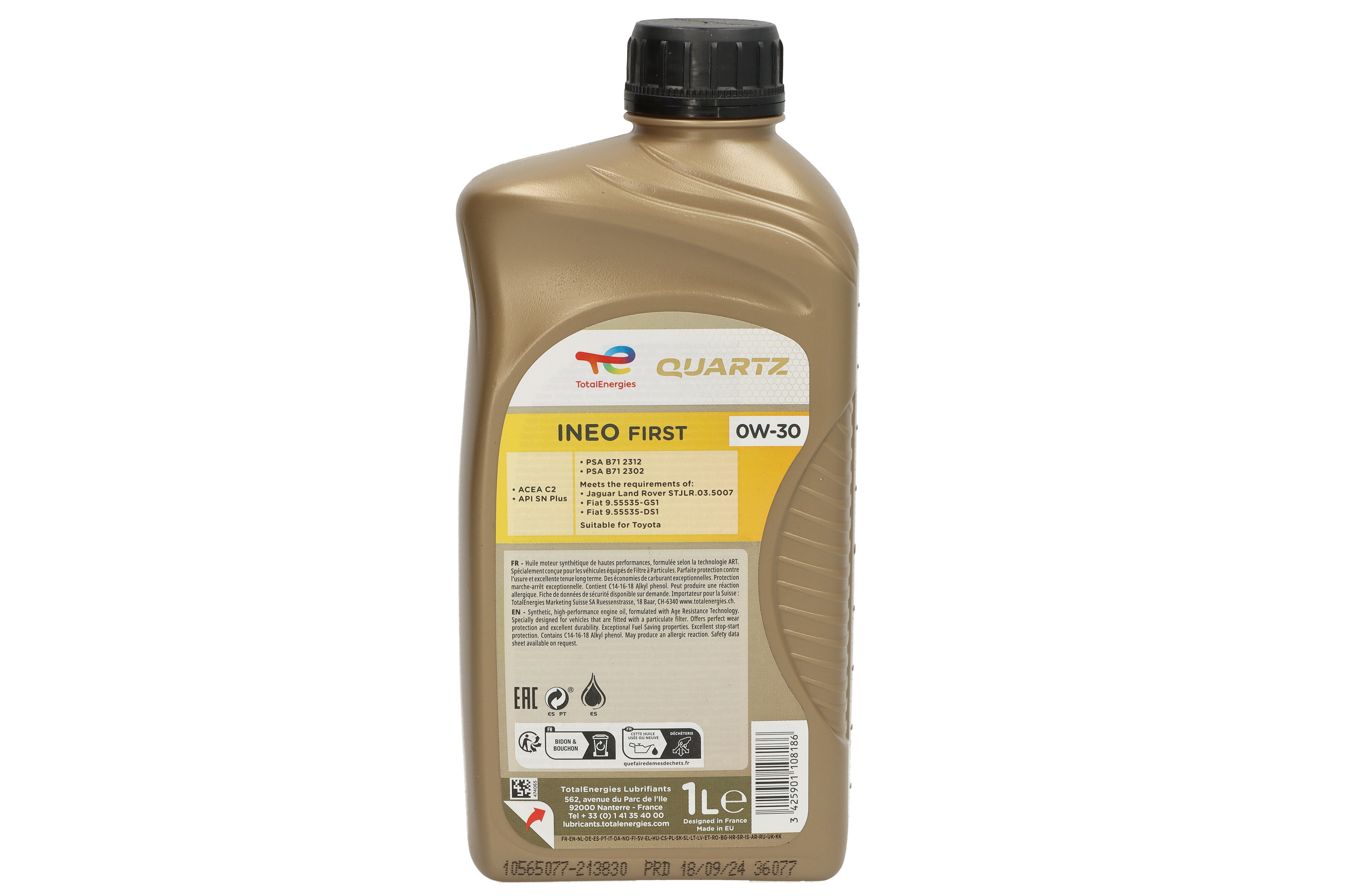 Моторна олива Quartz INEO (5L) 0W30 , ACEA C2, CITROEN B71 2312, FIAT 9.55535 DS1, FIAT 9.55535 GS1, JAGUAR 03.5007, LAND ROVER 03.5007, PEUGEOT B71 2312, PSA B71 2302, TOYOTA фото 8