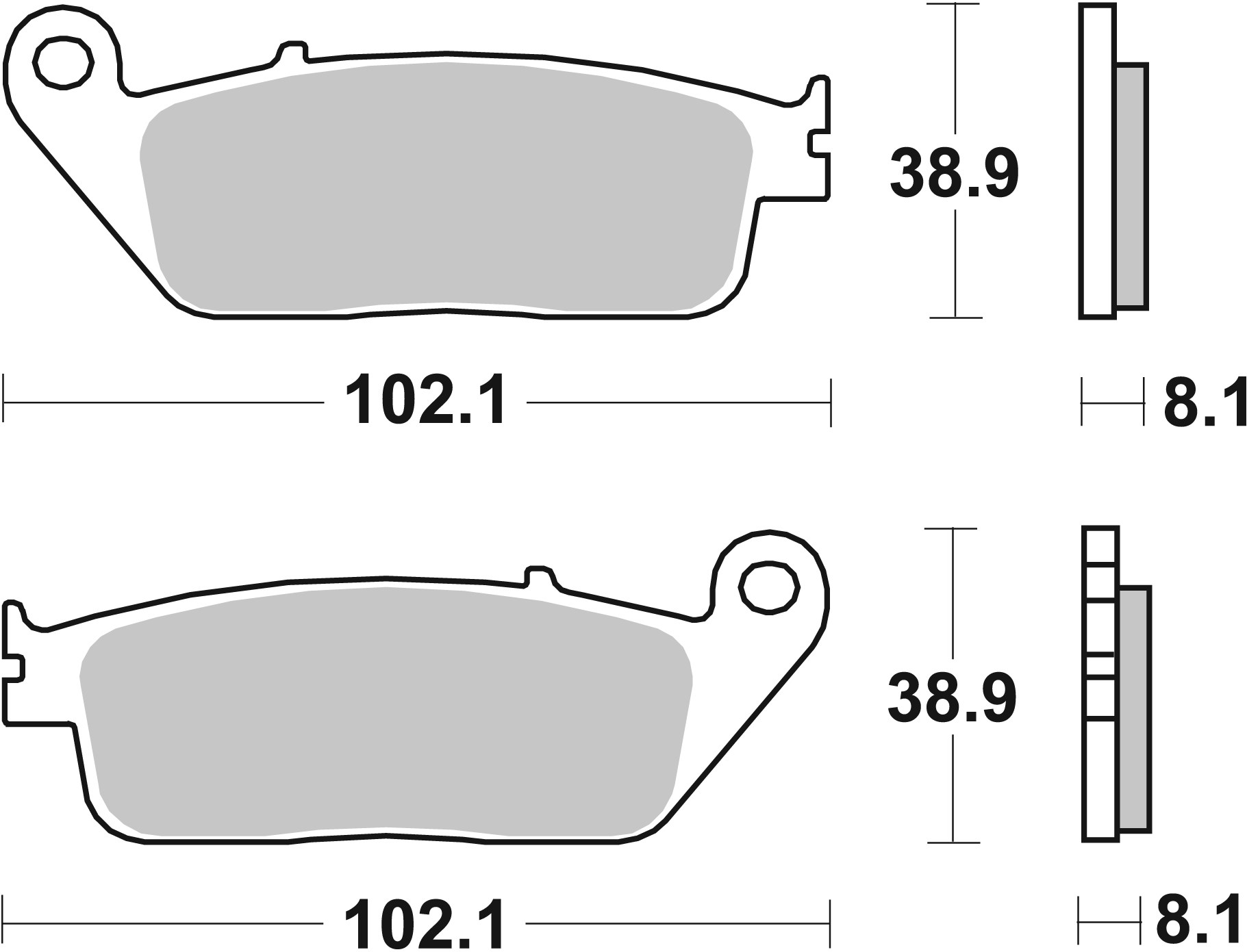 BREMBO sada brzdových destiček, kotoučová brzda BUELL BLAST 500 00-01, CAGIVA 900 900 (CAT) 93, GRAN 900 99-00, NAVIGATOR 1000 (TOURING) 00-05, DAELIM ROADWIN 125 04, ROCKET 125 99-01, VL 125 (DAYSTAR) 03, VS 125 01, VT 125 (MAGNA) 97, HONDA CB 600F (HORN