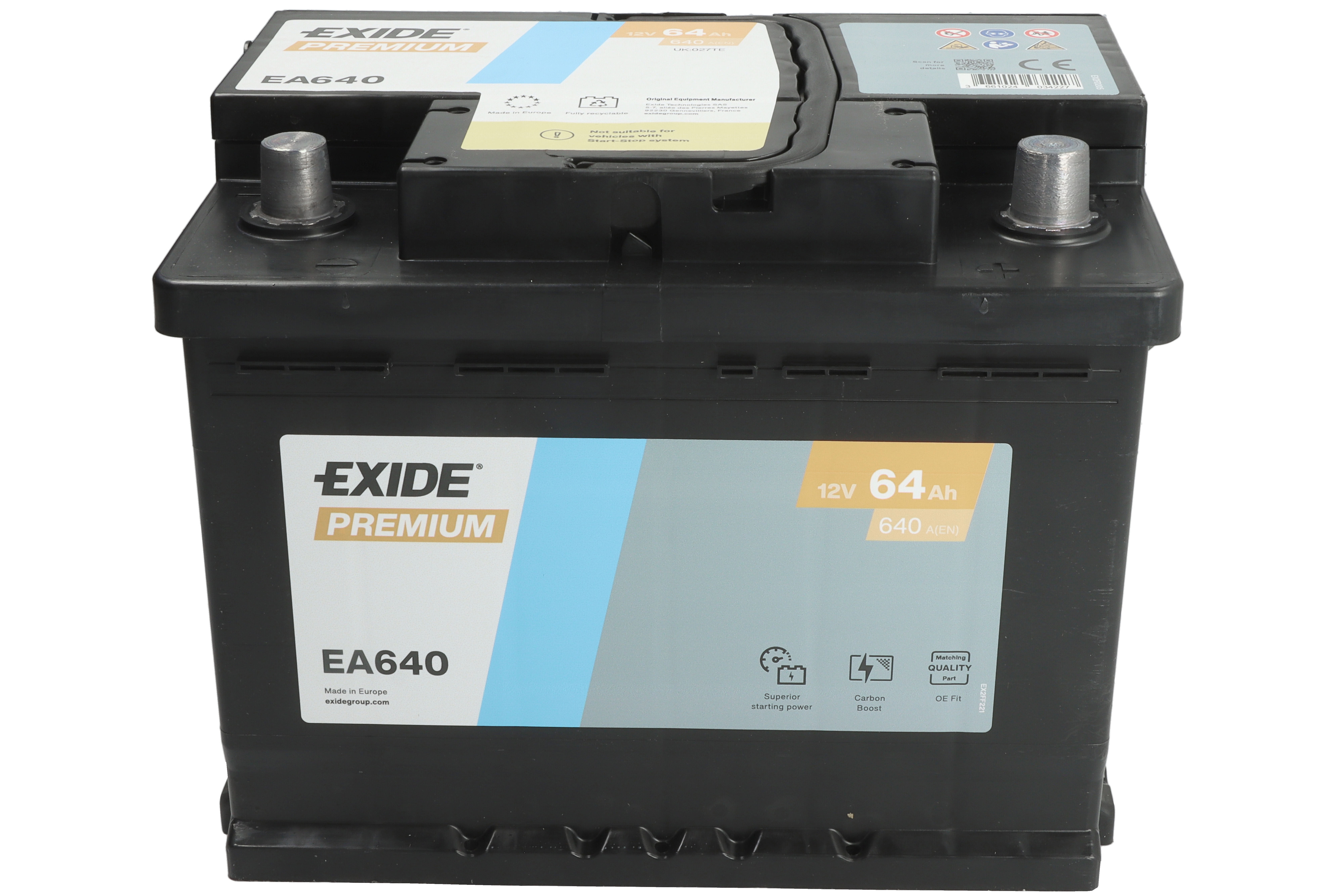 Акумуляторна батарея 64Ah/640A (242x175x190/+R/B13) Premium Exide фото 12