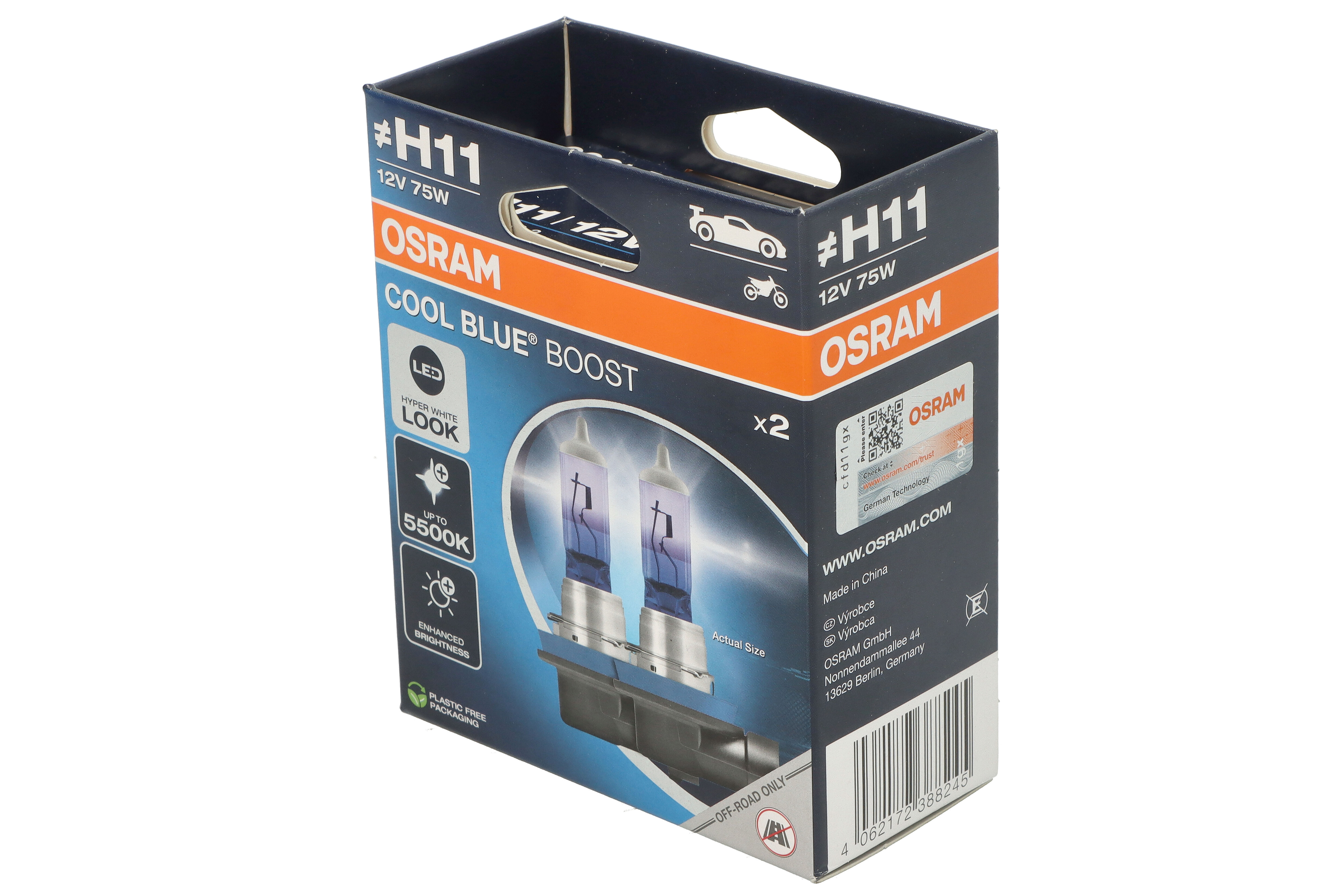 Автолампа галогенова 75W H11 12V 75W 5500K PGJ19-2 / COOL BLUE® BOOST - БІЛО-БЛАКИТНЕ СВІТ OSRAM (62211CBB-2HB) osram фото 4