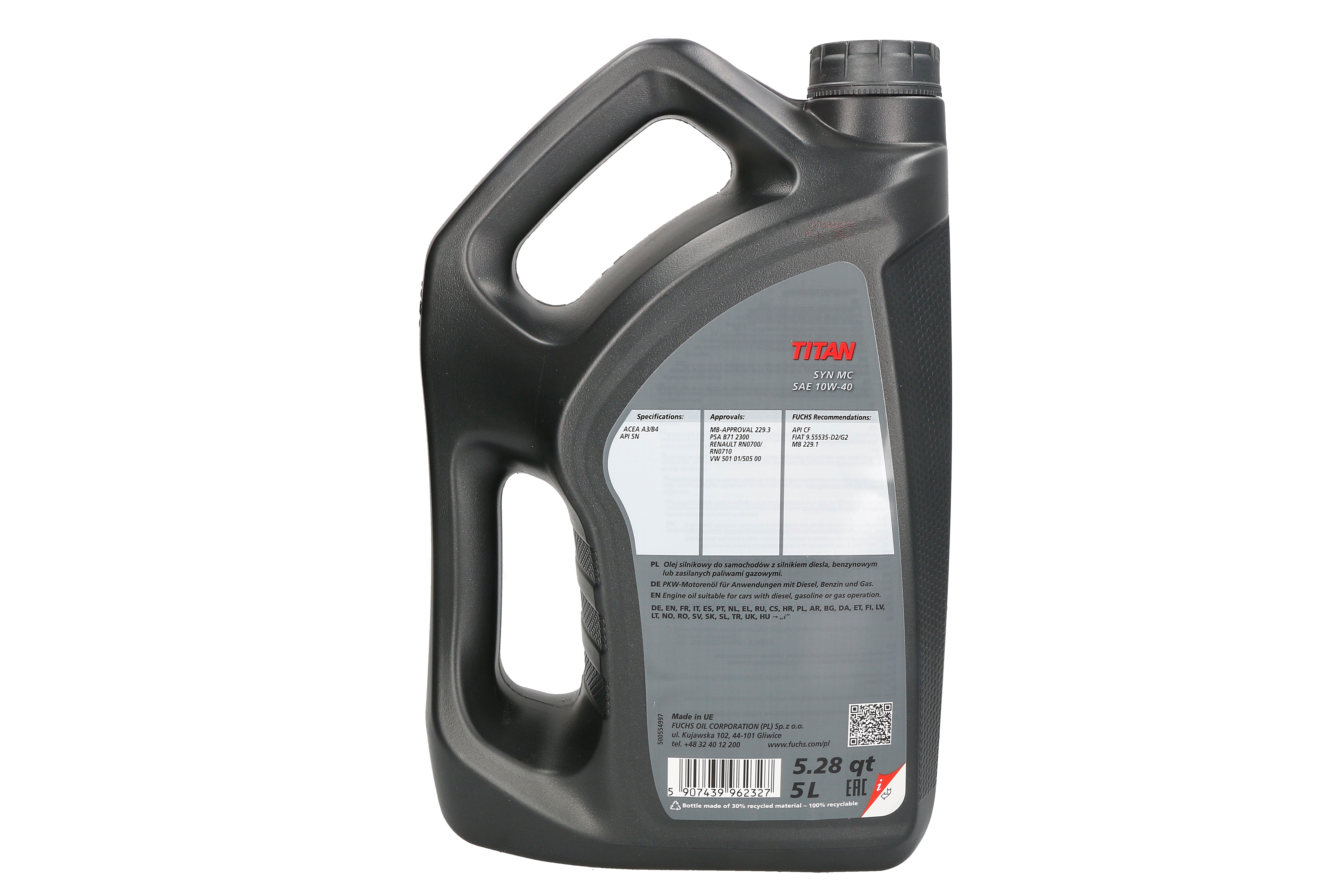 Моторна олива TITAN (5L) 10W40 , ACEA A3, B4, FIAT 9.55535 D2, FIAT 9.55535 G2, MB 229.3, PSA B71 2300, RENAULT RN 0700, RENAULT RN 0710, VW 501.01, VW 505.00 фото 4