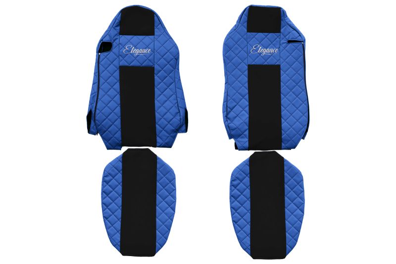 Set Huse Scaune Camion Tir MAN TGX I din 2006-2021, Auto, Model ELEGANCE Q, Culoare Albastru, 4x Stickere auto cu MAN