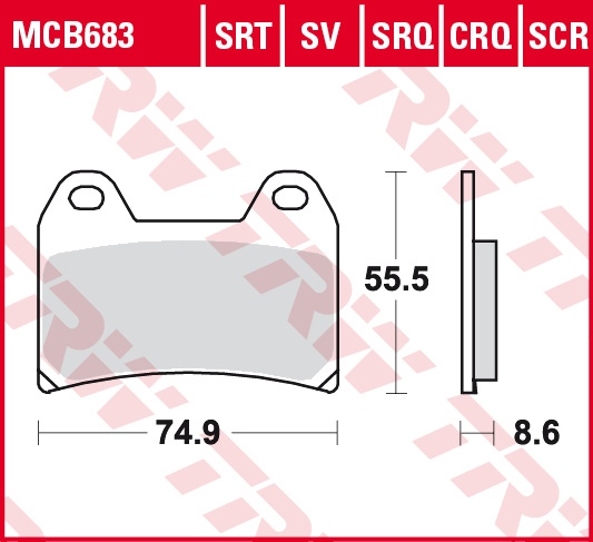 TRW ENGINE COMPONENT sada brzdových destiček, kotoučová brzda APRILIA PEGASO 650 (STRADA) 04-10, RS 250 98, RST 1000 (MILLE FUTURA) 01, RSV 1000 R, R (MILLE), (MILLE), SP 97-04, SL 1000 (FALCO) 00, BMW F 800 R ABS, GT, ST ABS, S, S ABS, ST, R, ST TOURING