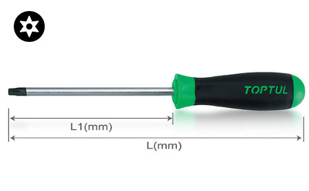 Викрутка (викрутка torx) TORX Tamper, розмір: T20H, довжина: 100 мм, довжина 2: 205 мм фото 2