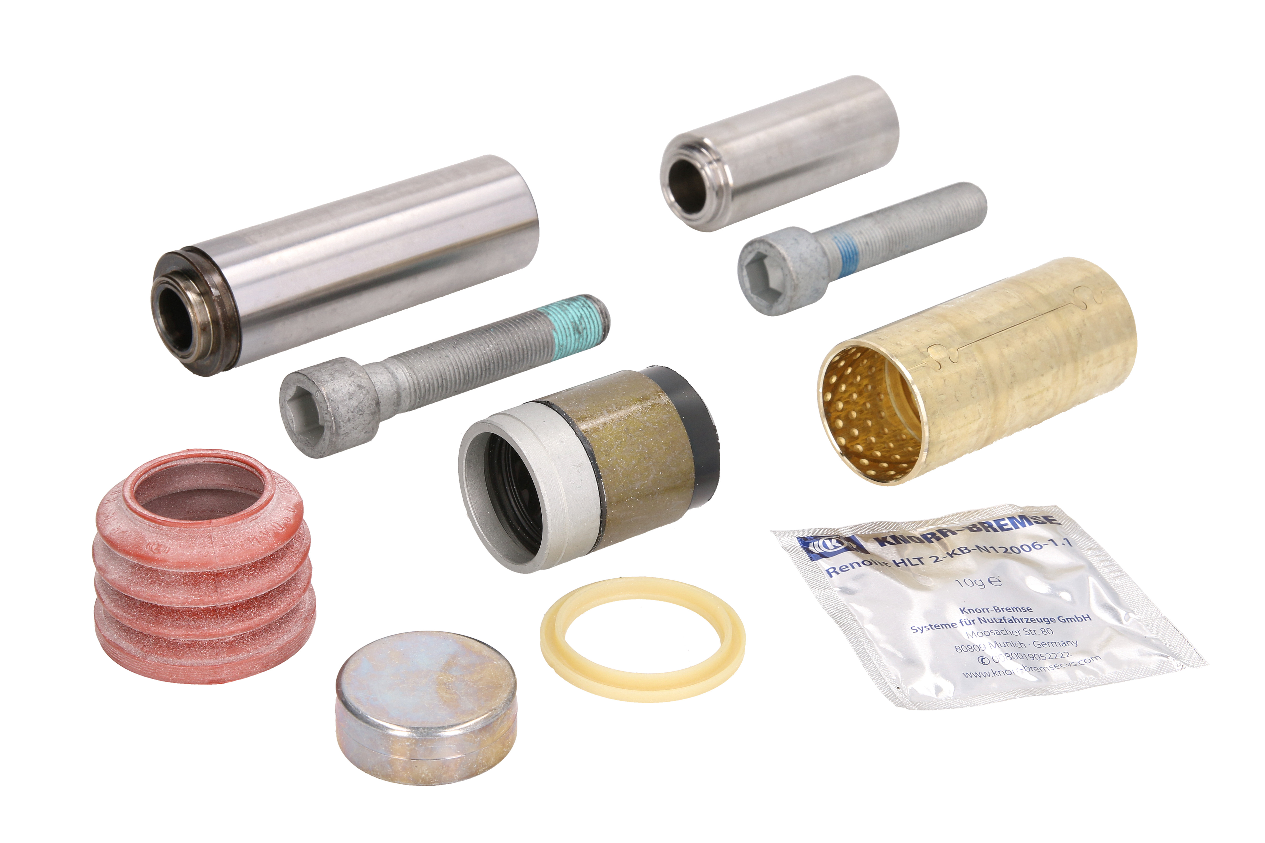 Ремкомплект гальмівного супорта ((EN) Guide bar repair kit with seals) задн/передн лів/прав SK, SN MERCEDES DCA, TE, TZ, SAF PU, JOST DCA