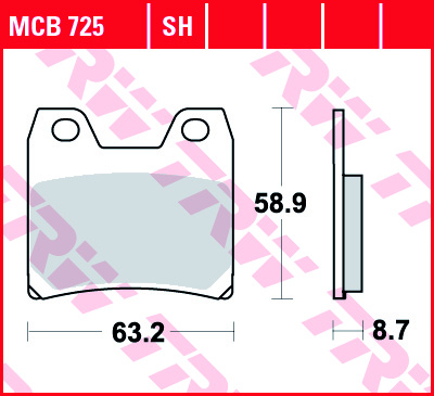 TRW MOTO sada brzdových destiček, kotoučová brzda YAMAHA FZS 1000 (FAZER) 01-05, XJR 1300 SP, RACER 02-16 (B005MY7480, 2P207NS, 2P207SS, MCB725LF, MTFD329G1054)
