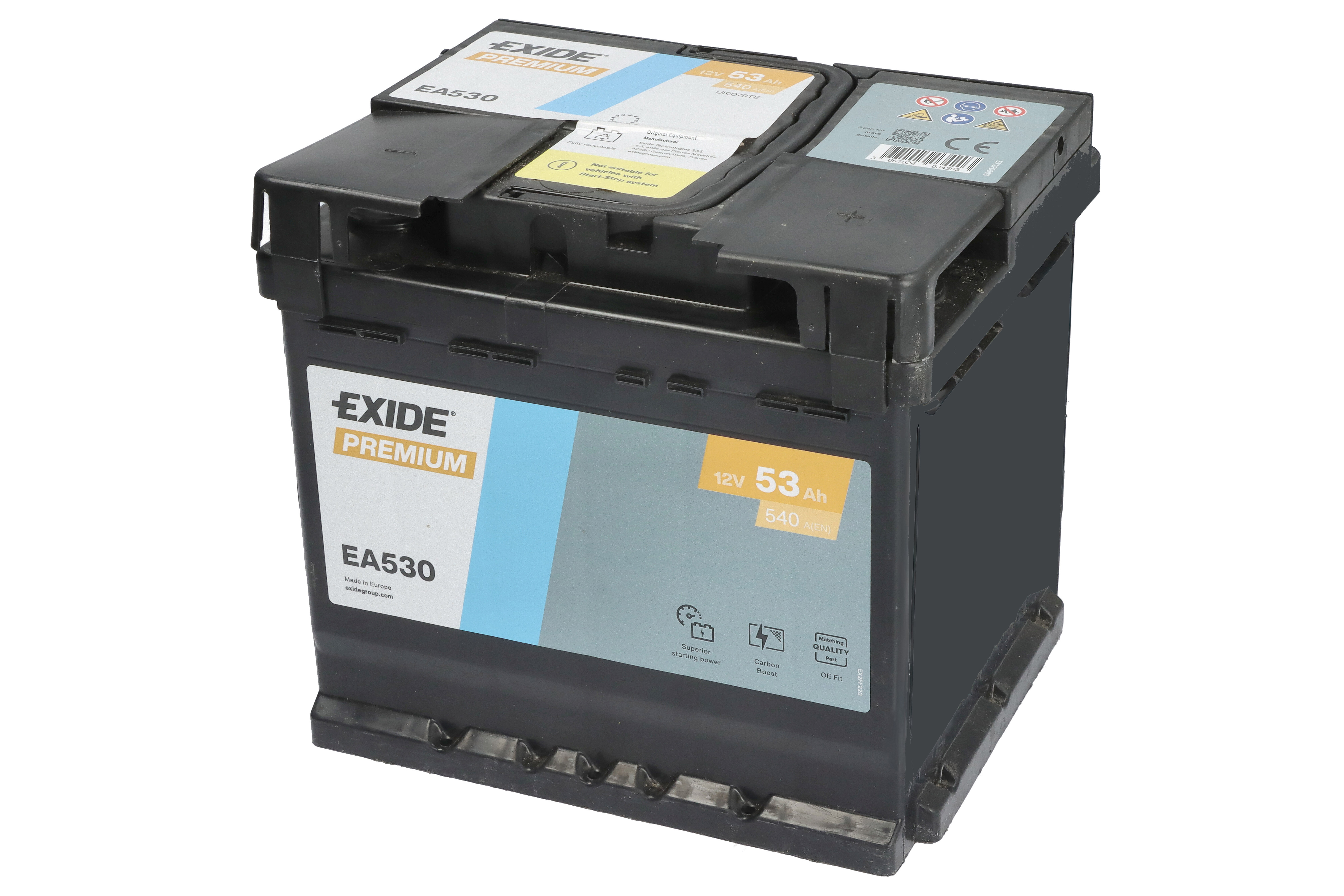 Акумуляторна батарея 53Ah/540A (207x175x190/+R/B13) Premium Exide фото 11