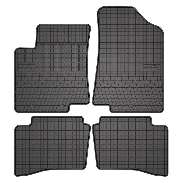 Set 5 covorase auto KIA RIO III (UB) din 2010-2016, cu covoras tunel median, cauciuc, 4x Stickere auto cu KIA