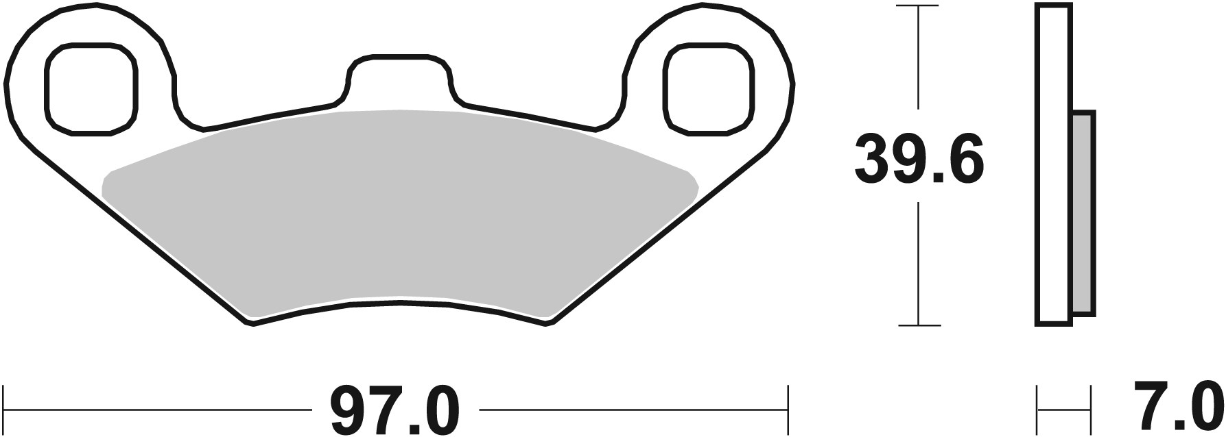 BREMBO sada brzdových destiček, kotoučová brzda POLARIS SCRAMBLER 500, 500 (4WD), 500H.O., 400, 500 (2WD), 500 (4WD W/EBS), 400 (4X4), 400 2X4, 500X, 500 (4WD FREEDOM) 94-12, SPORTSMAN 500 EFI TRACTOR, 500MV 6X6, 5006X6, 500EFI X2, 400 4X4, 400H.O., 500H.
