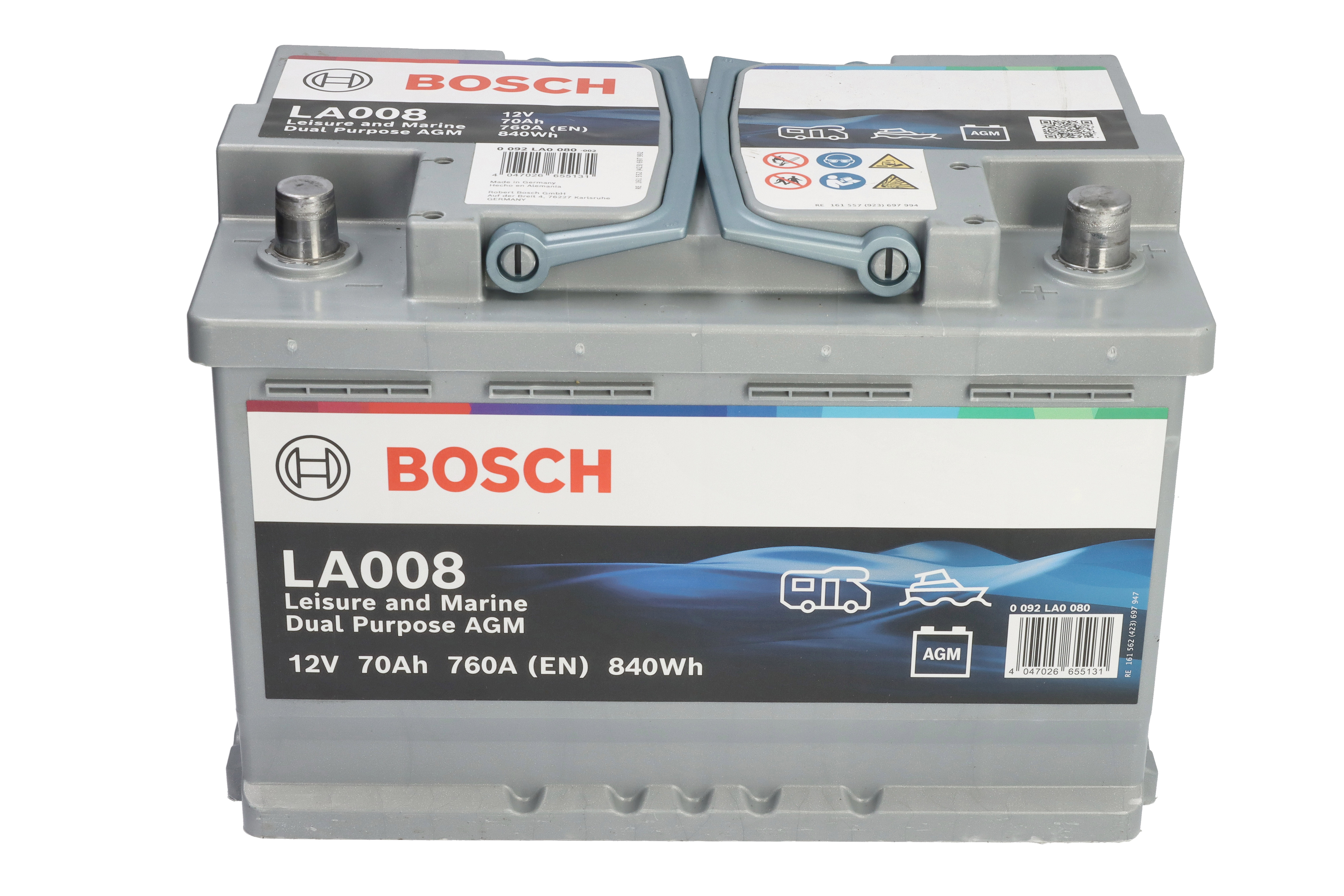 Акумуляторна батарея 70А АКБ BOSCH ТЯГОВИЙ L DUAL PURPOSE AGM ПРАВ [+] 12V 70AH 760A 278*1 (0 092 LA0 080) Bosch фото 4