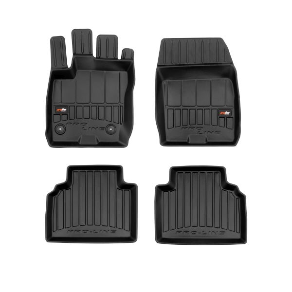 Set 5 covorase auto FORD TOURNEO COURIER B460 MPV din 2018-2024, cu covoras tunel median, cauciuc, 4x Stickere auto cu FORD