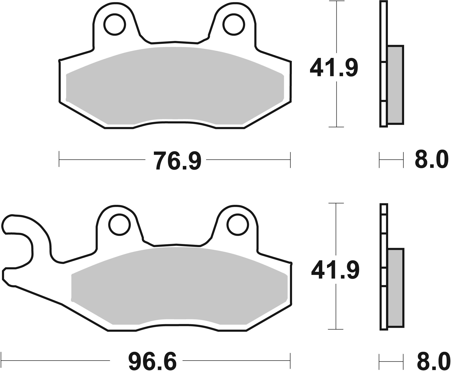 BREMBO sada brzdových destiček, kotoučová brzda PEUGEOT GEOPOLIS 300 10-14, SATELIS 500, 400 IE, 300IE, 400RS 07-16 (MT07076XS)