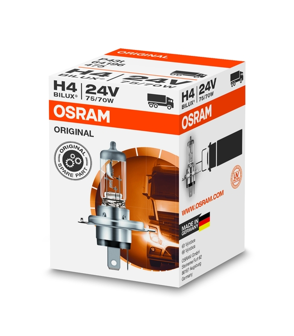 Автолампа галогенова 75/70W H4 24V 75/70W P43T/ORIGINAL LINE OSRAM (64196) osram фото 3