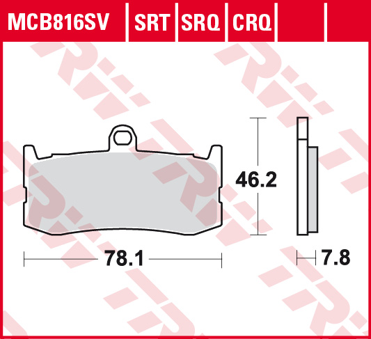 TRW MOTO sada brzdových destiček, kotoučová brzda TRIUMPH DAYTONA 675 09-16 (B0053AQ3XA, 07GR06SA, 07GR06SC, MCB816SRQ)