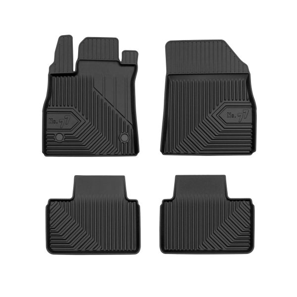 Set 5 covorase auto RENAULT TALISMAN din 2004-2011, cu covoras tunel median, cauciuc, 4x Stickere auto cu RENAULT
