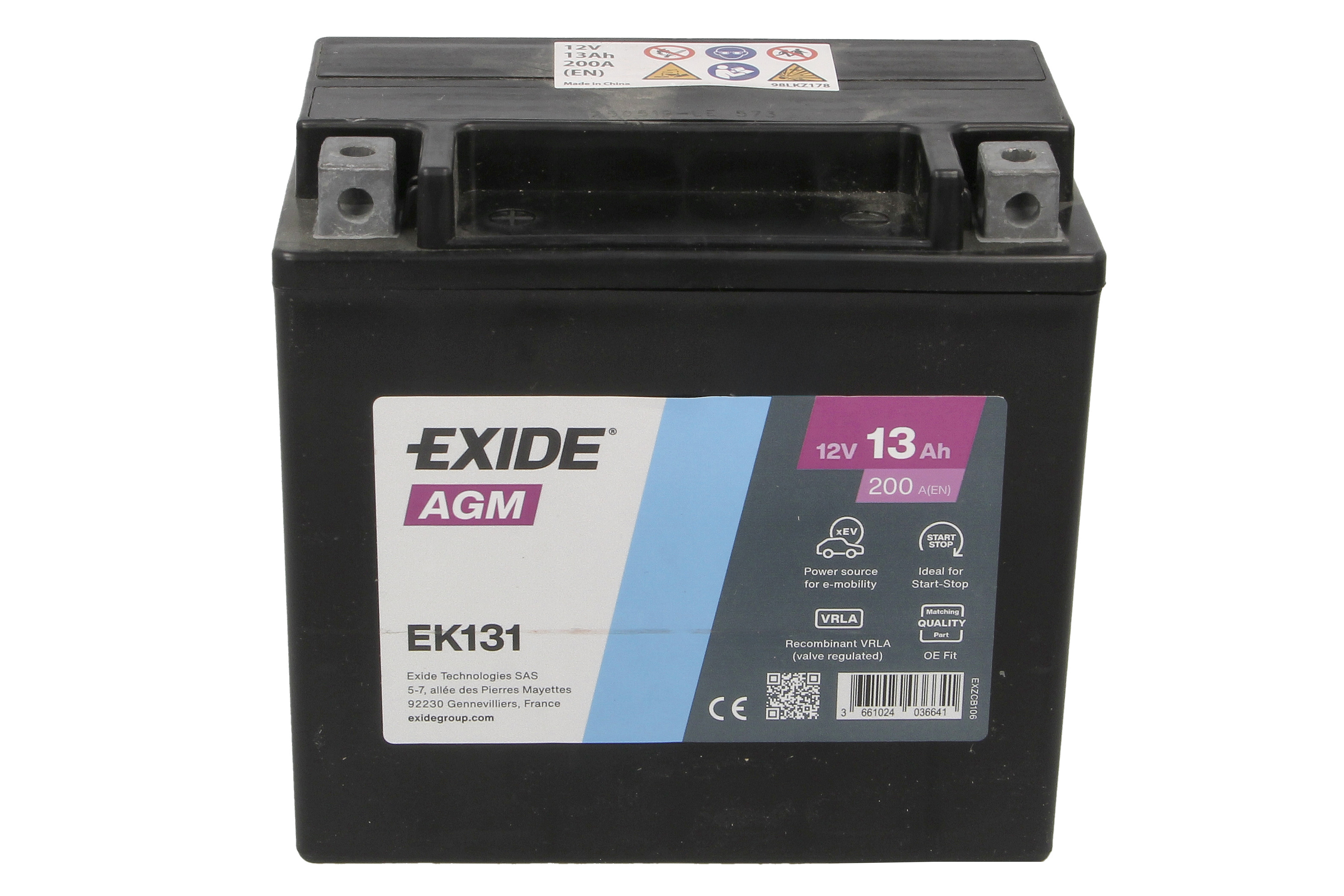 Акумуляторна батарея 13Ah/200A (150x90x145/+L) (Start-Stop/допоміжна) Exide фото 10