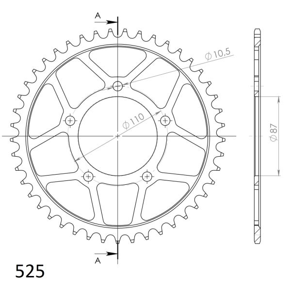 SUPERSPROX řetězová rozeta SUZUKI GSF 650SA (BANDIT ABS), 400 (BANDIT), 650A (BANDIT ABS), 650 (BANDIT), 650S (BANDIT) 90-15, GSX 650F, 400R, 650FA (ABS) 88-17, GSX-R 400 R 88-92, RF 400 93, SV 650 SA (ABS), A (ABS), S 99-15
