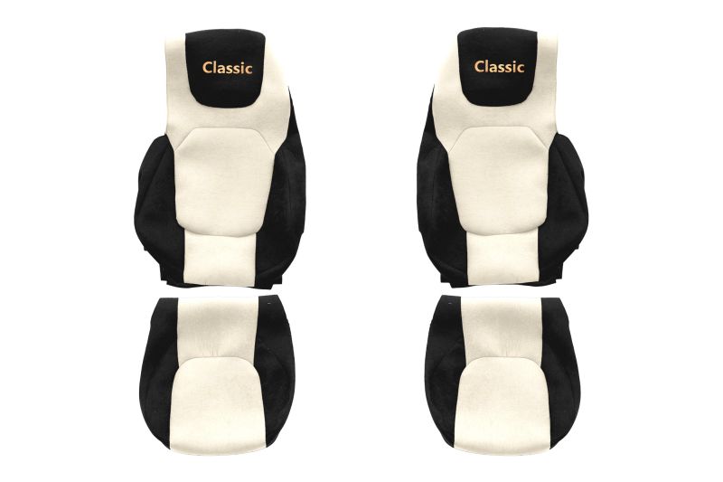 Set Huse Scaune Camion Tir DAF XG+ din 2021, Auto, Model CLASSIC, Culoare Sampanie, 4x Stickere auto cu DAF