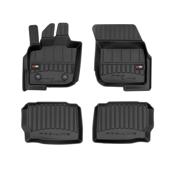 Set 5 covorase auto FORD MONDEO V Turnier (CF) din 2015-2024, cu covoras tunel median, cauciuc, 4x Stickere auto cu FORD