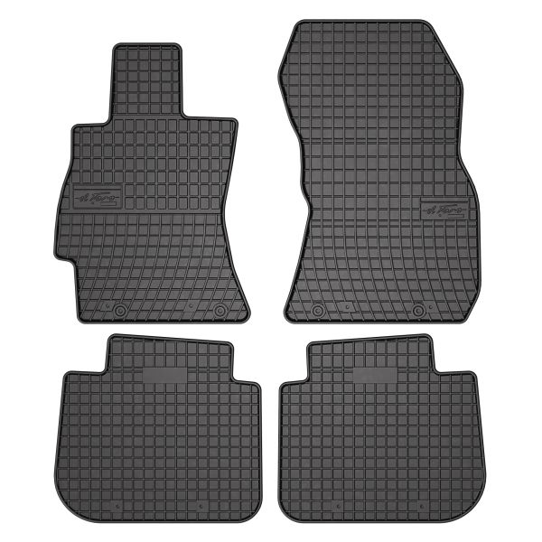 Set 5 covorase auto SUBARU FORESTER (SJ_) din 2017-2024, cu covoras tunel median, cauciuc, 4x Stickere auto cu SUBARU