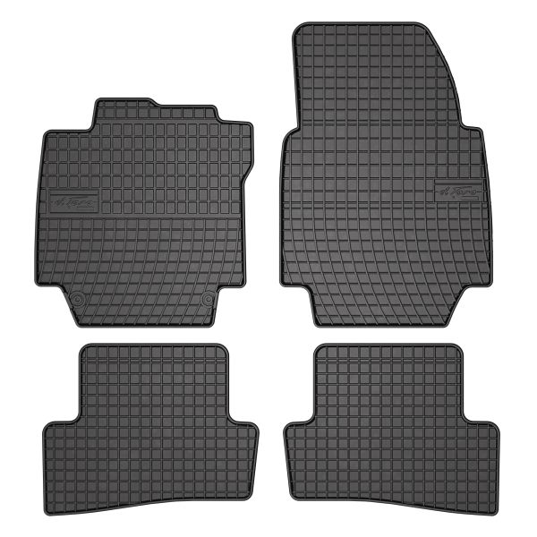 Set 5 covorase auto RENAULT CAPTUR I (J5_, H5_) din 2010-2017, cu covoras tunel median, cauciuc, 4x Stickere auto cu RENAULT