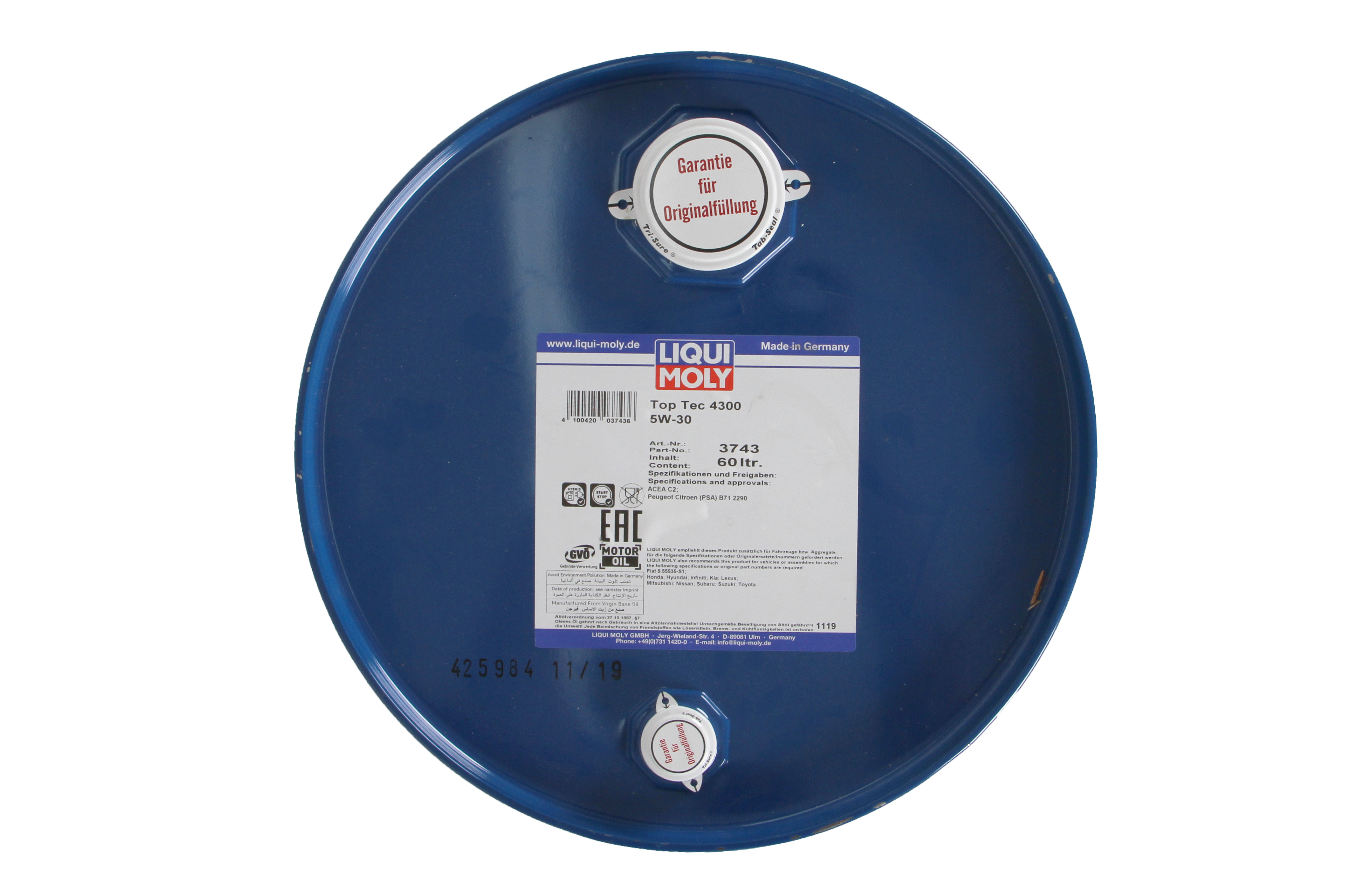 Моторна олива TopTec 4300 (5L) 5W30 , ACEA C2, C3, CITROEN B71 2290, FIAT 9.55535 S1, HONDA, HYUNDAI, KIA, MB 226.52, MB 229.31, MB 229.51, MB 229.52, MITSUBISHI, NISSAN, PEUGEOT B71 2290, RENAULT RN фото 5