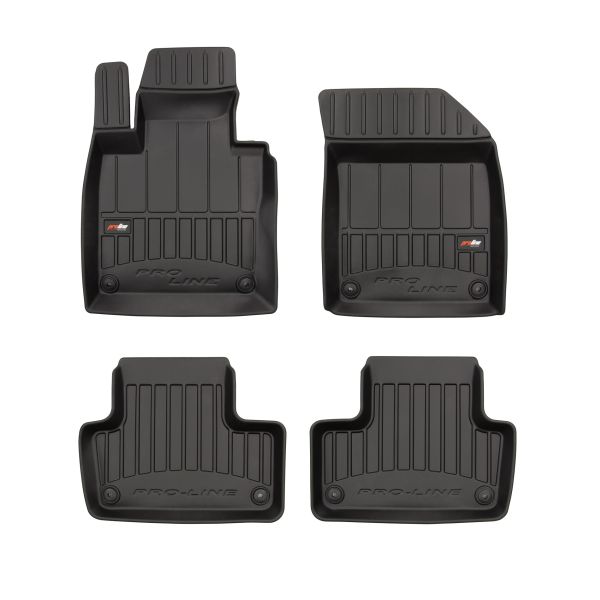 Set 5 covorase auto VOLVO XC60 II (246) din 2004-2011, cu covoras tunel median, cauciuc, 4x Stickere auto cu VOLVO