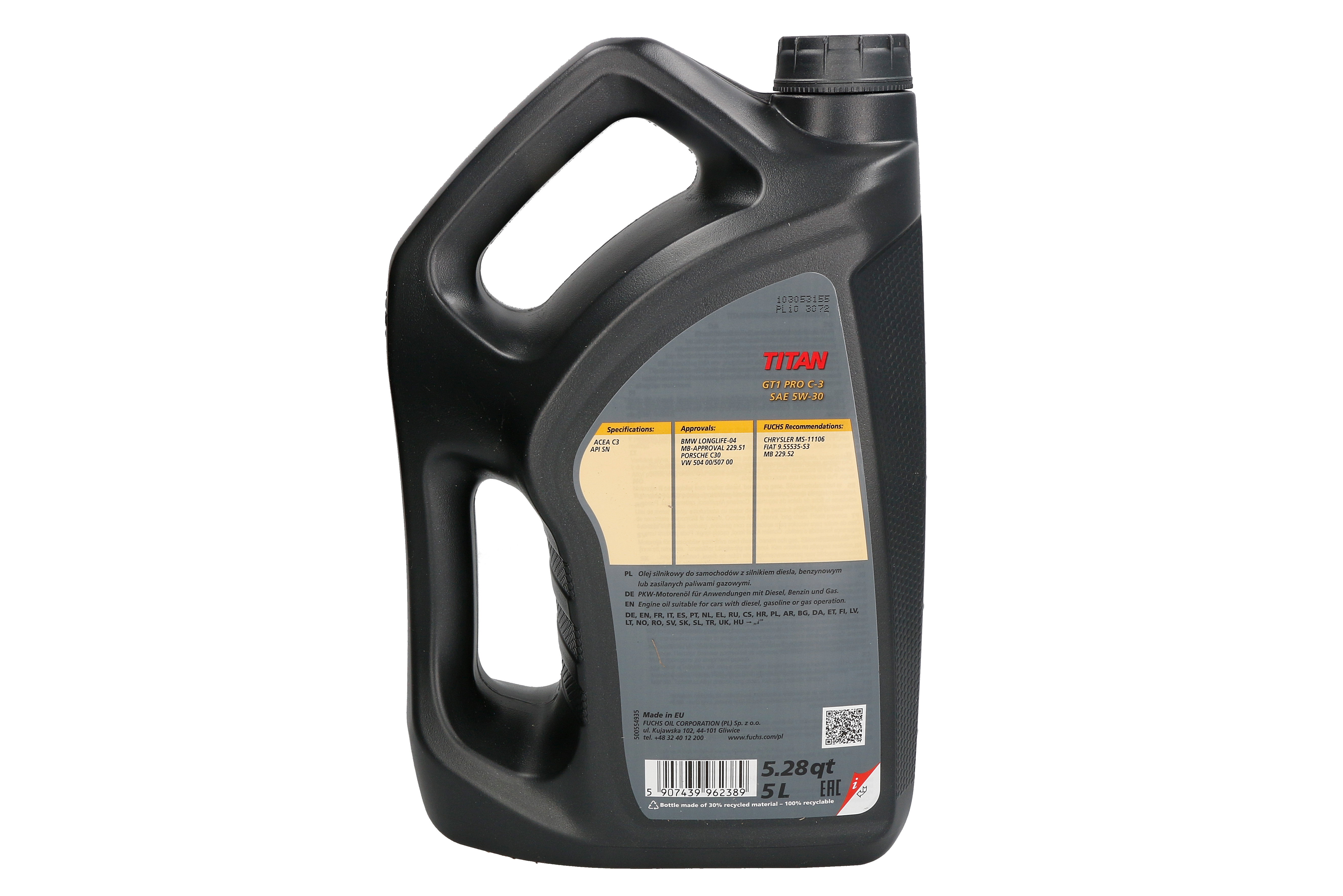 Моторна олива TITAN (20L) 5W30 , ACEA C3, BMW LL-04, BMW LL-19 FE, CHRYSLER MS-11106, FIAT 9.55535 S3, MB 229.31, MB 229.51, MB 229.52, PORSCHE C30, RENAULT RN 0700, RENAULT RN 0710, VW 504.00, VW 507 фото 7