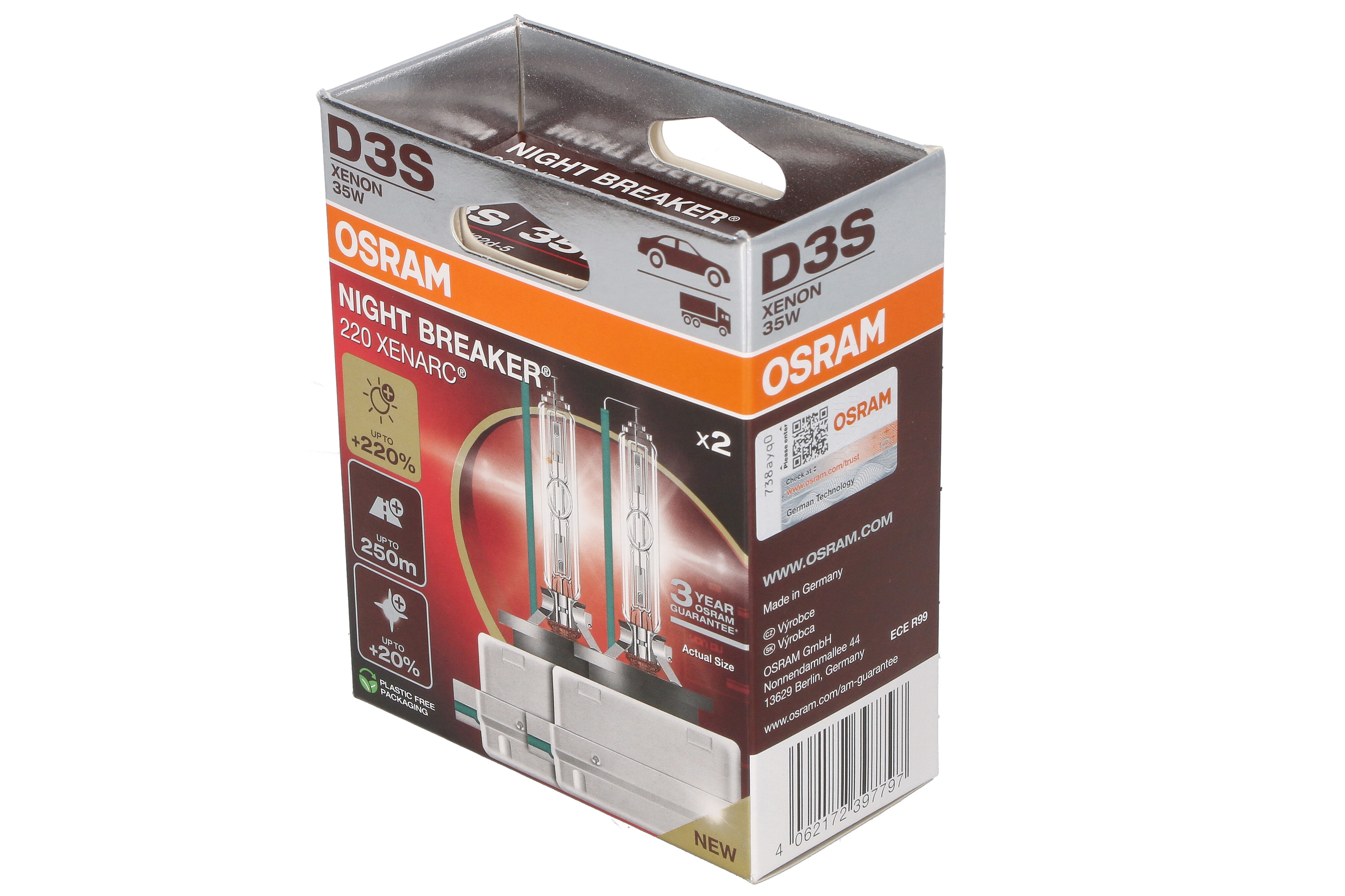 Автолампа ксенонова D3S 42V 35W 4400K PK32D-5 / XENARC® NIGHT BREAKER® 220 - НА 220% OSRAM (66340XN2-2HB) osram фото 4