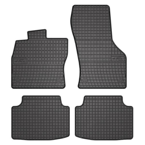 Set Covorase Auto Si Tavita Portbagaj Volkswagen PASSAT B8 (3G2, CB2) din 2014-2024, Cauciuc, Protectie Porbagaj, 4x Stickere auto cu Volkswagen