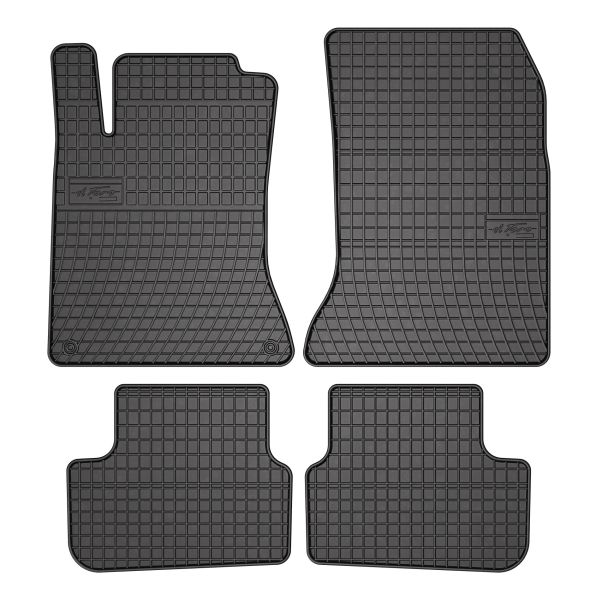 Set 5 covorase auto MERCEDES-BENZ A-CLASS (W176) din 2001-2005, cu covoras tunel median, cauciuc, 4x Stickere auto cu MERCEDES-BENZ